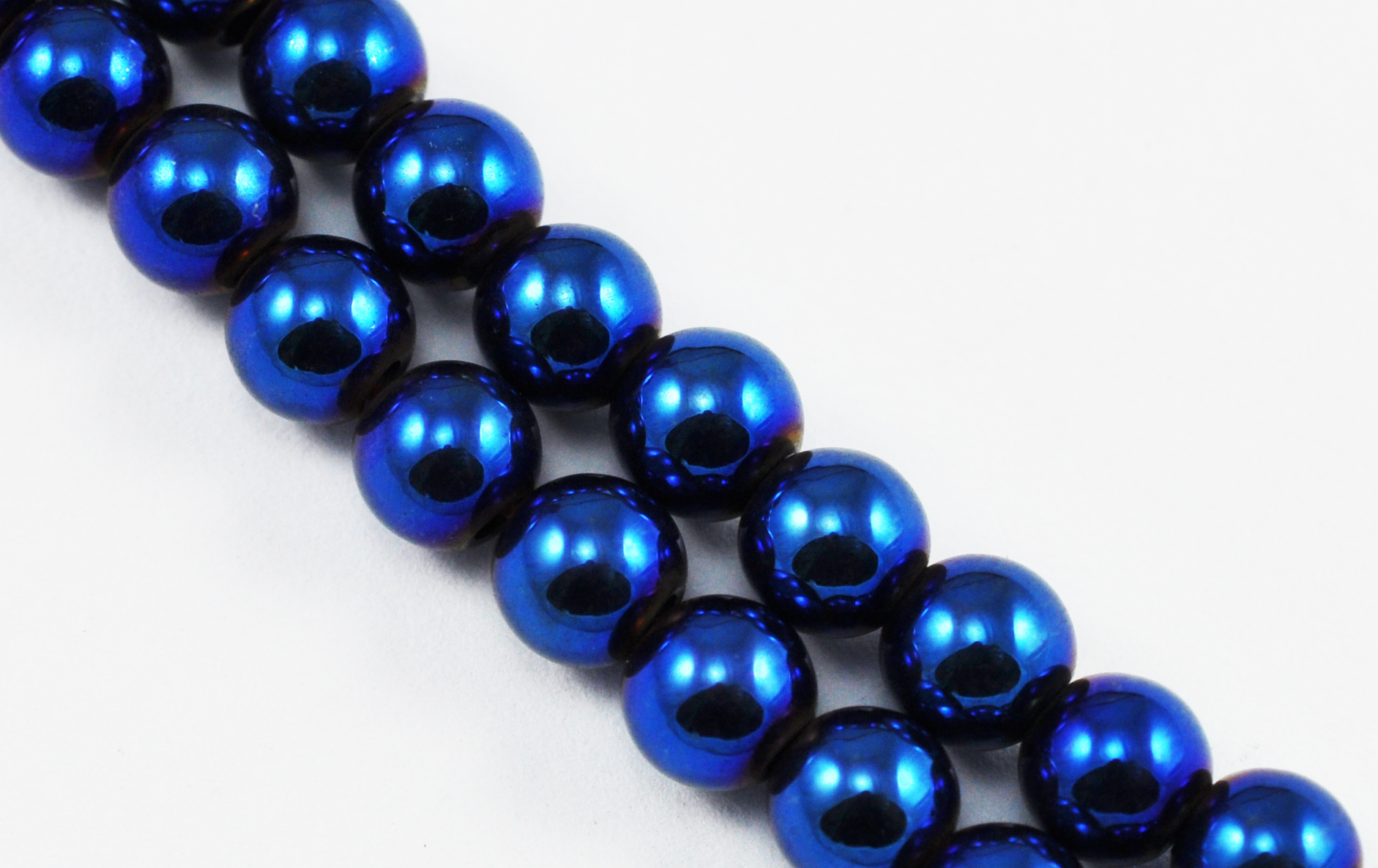 Magnetic Bead 6mm Round Iridescent Blue (M-202-B)